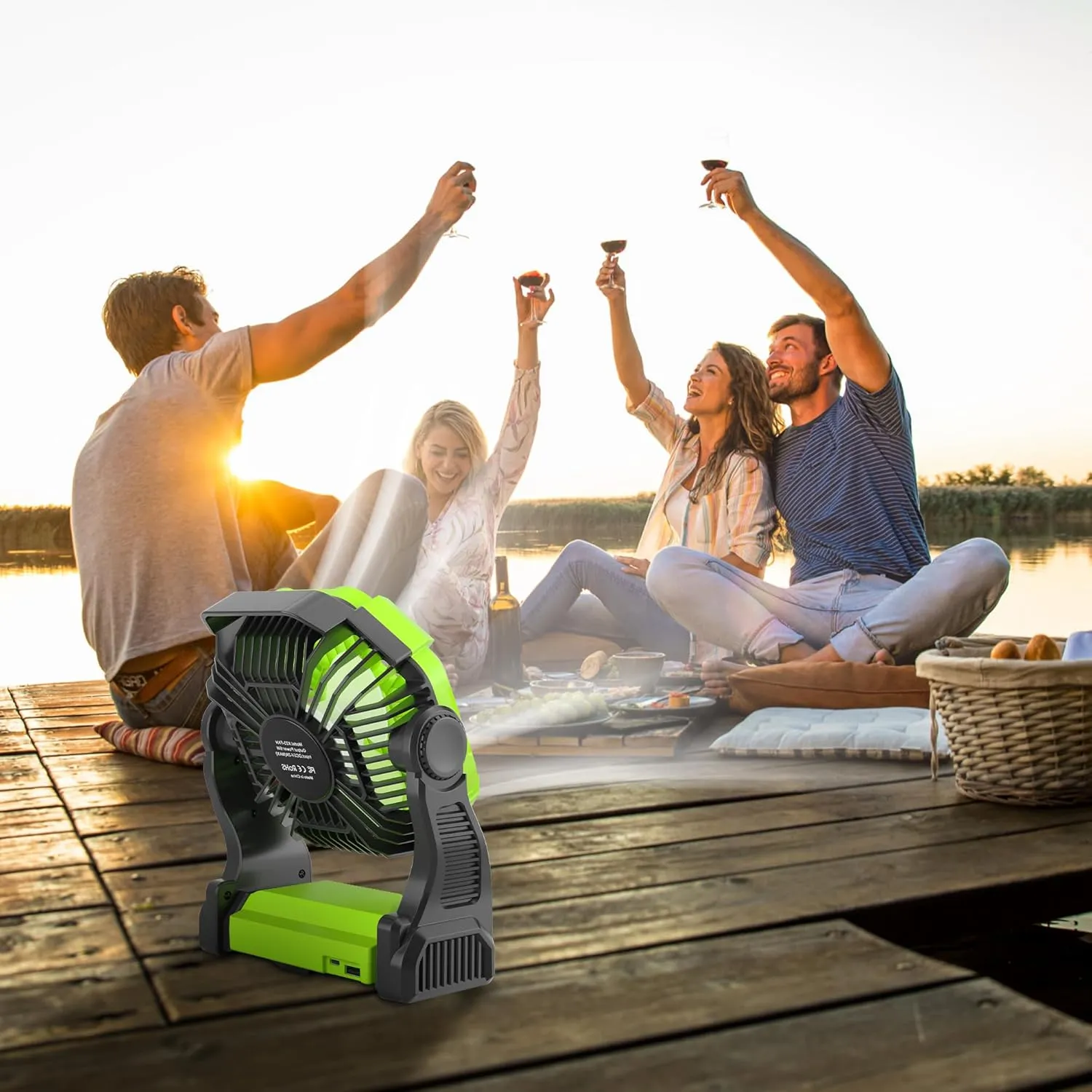 Rechargeable Portable Camping Fan for Tent with LED Light, 270Pivot USB Personal Battery Powered Fan Outdoor Camping Essentials Battery Operated Portable for Travel X23 Green