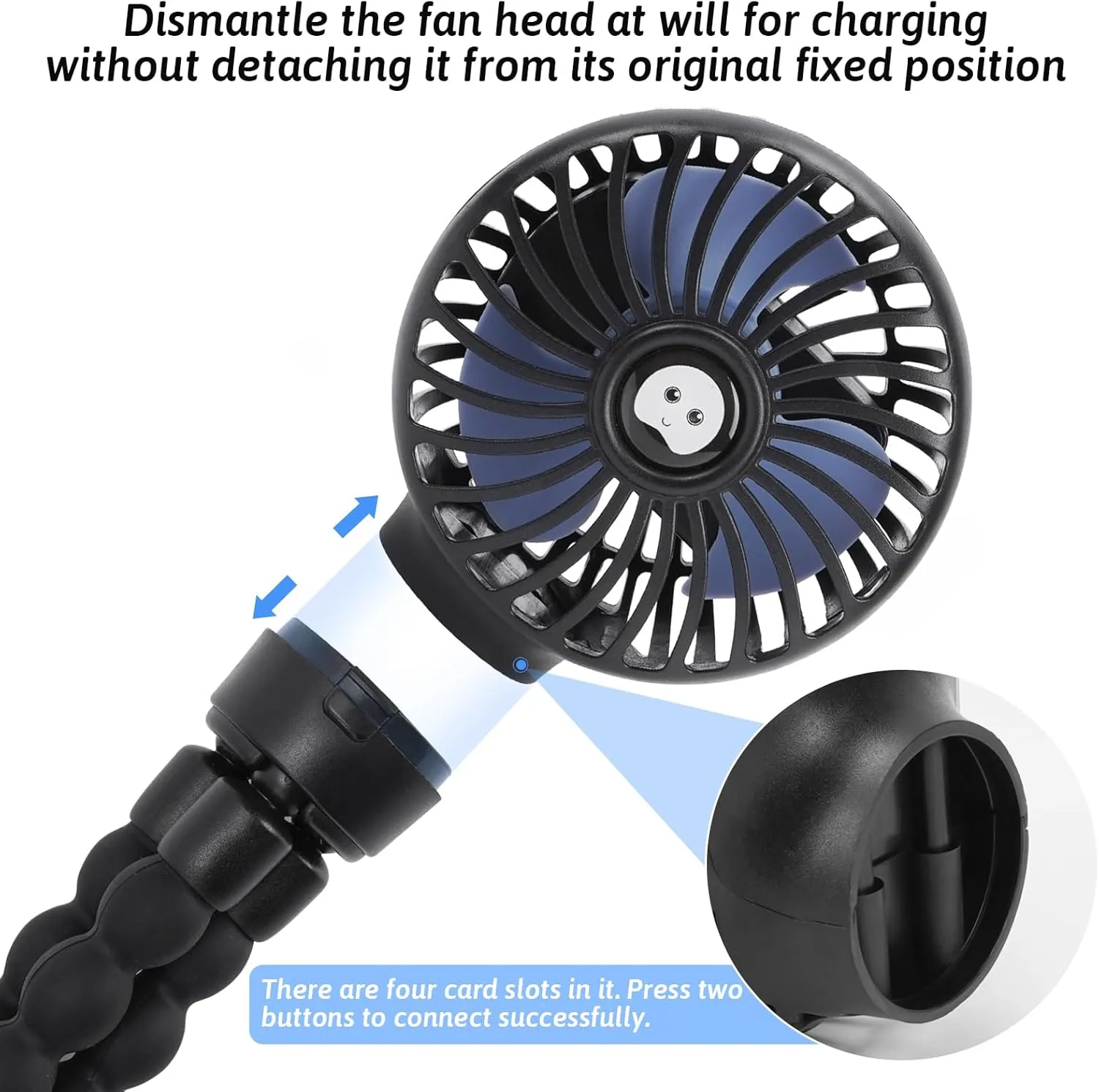 Rechargeable Stroller Fan Portable Small Handheld Mini Car Seat Clip On Fan With Removable Tripod 3 Speed 360 Rotate 2500 mAh Battery for Stroller Push Chair Crib Office Treadmill Bike and Travel