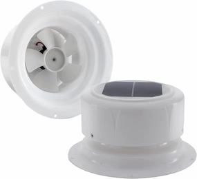 RecPro RV Solar Ventilation Fan | Solar Powered Ceiling Vent with Fan | For RV, Marine, Camper, Shed, Trailer (White) Solar-powered car fan for ventilation