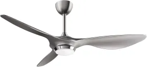 reiga 52 Inch Modern Smart WiFi Ceiling Fan with Light and Remote Control, Living Room Bedroom Patio 3 Blade Ceiling Fans with Reversible Mute DC Motor, Silver App-controlled remote fan for convenience