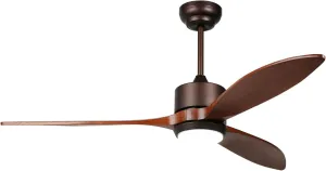 reiga 52 Inch Smart Wood Ceiling Fan with Light and Remote Control, Quiet DC Motor 3 Blades Propeller Ceiling Fans for Patio, Living Room, Farmhouse App-controlled remote fan for convenience