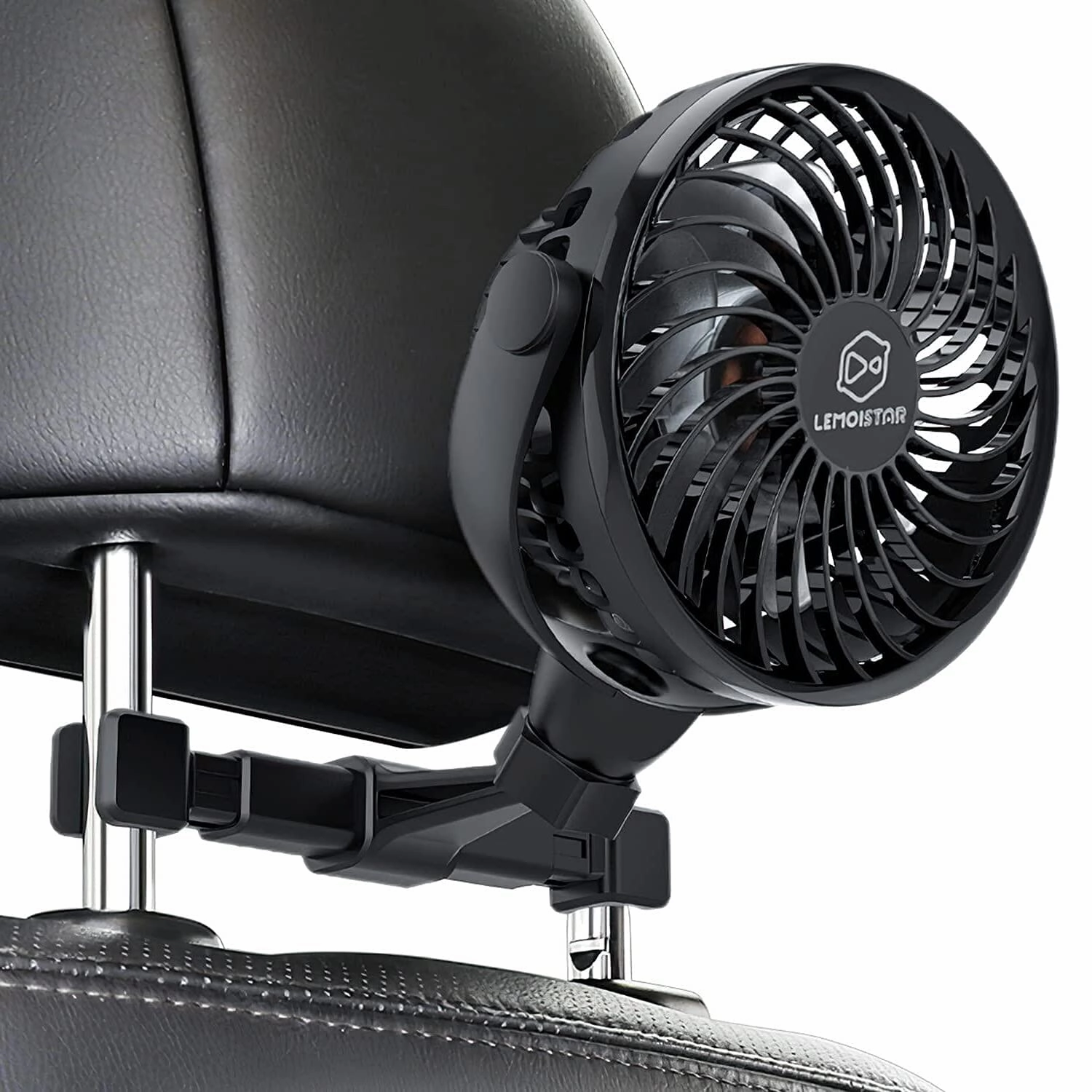 Retractable Portable Car Fans with 4 Speeds for Headrest and Rear Seat, Small Cooling Vehicle Air Fan, Quiet Operation, Rechargeable, Battery Operated,360 Degree Rotatable USB Fan for Baby, Puppy, SUV Solar-powered car fan for ventilation
