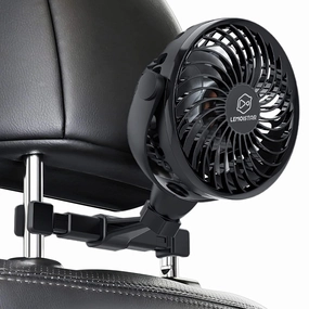 Retractable Portable Car Fans with 4 Speeds for Headrest and Rear Seat, Small Cooling Vehicle Air Fan, Quiet Operation, Rechargeable, Battery Operated,360 Degree Rotatable USB Fan for Baby, Puppy, SUV Solar-powered car fan for ventilation