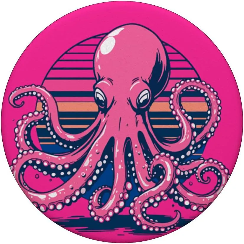 Retro Groovy Kraken for Octopus Fans PopSockets Adhesive PopGrip