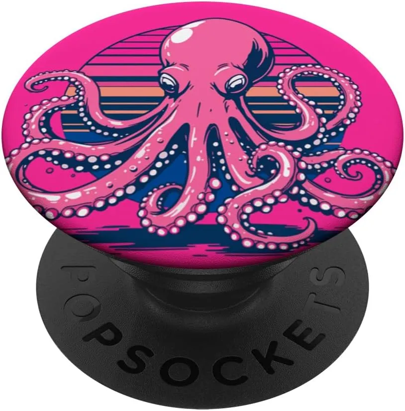 Retro Groovy Kraken for Octopus Fans PopSockets Adhesive PopGrip Octopus-shaped decorative fan