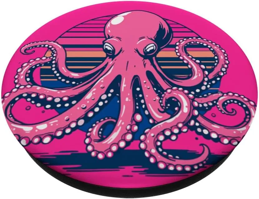 Retro Groovy Kraken for Octopus Fans PopSockets Adhesive PopGrip