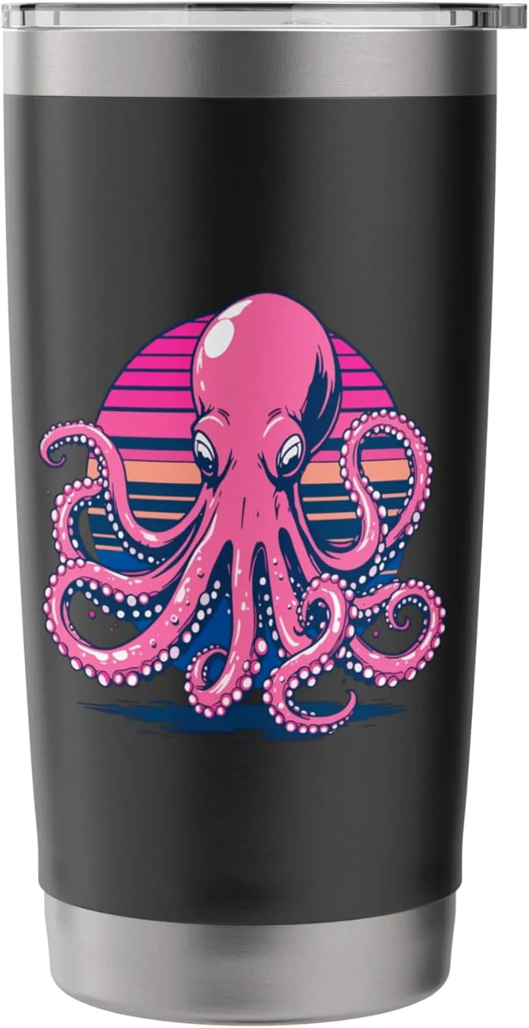 Retro Groovy Kraken for Octopus Fans Stainless Steel Insulated Tumbler