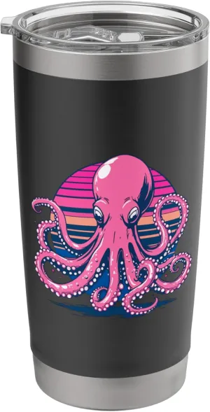 Retro Groovy Kraken for Octopus Fans Stainless Steel Insulated Tumbler Octopus-shaped decorative fan
