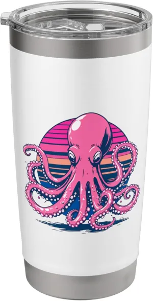 Retro Groovy Kraken for Octopus Fans Stainless Steel Insulated Tumbler Octopus-shaped decorative fan