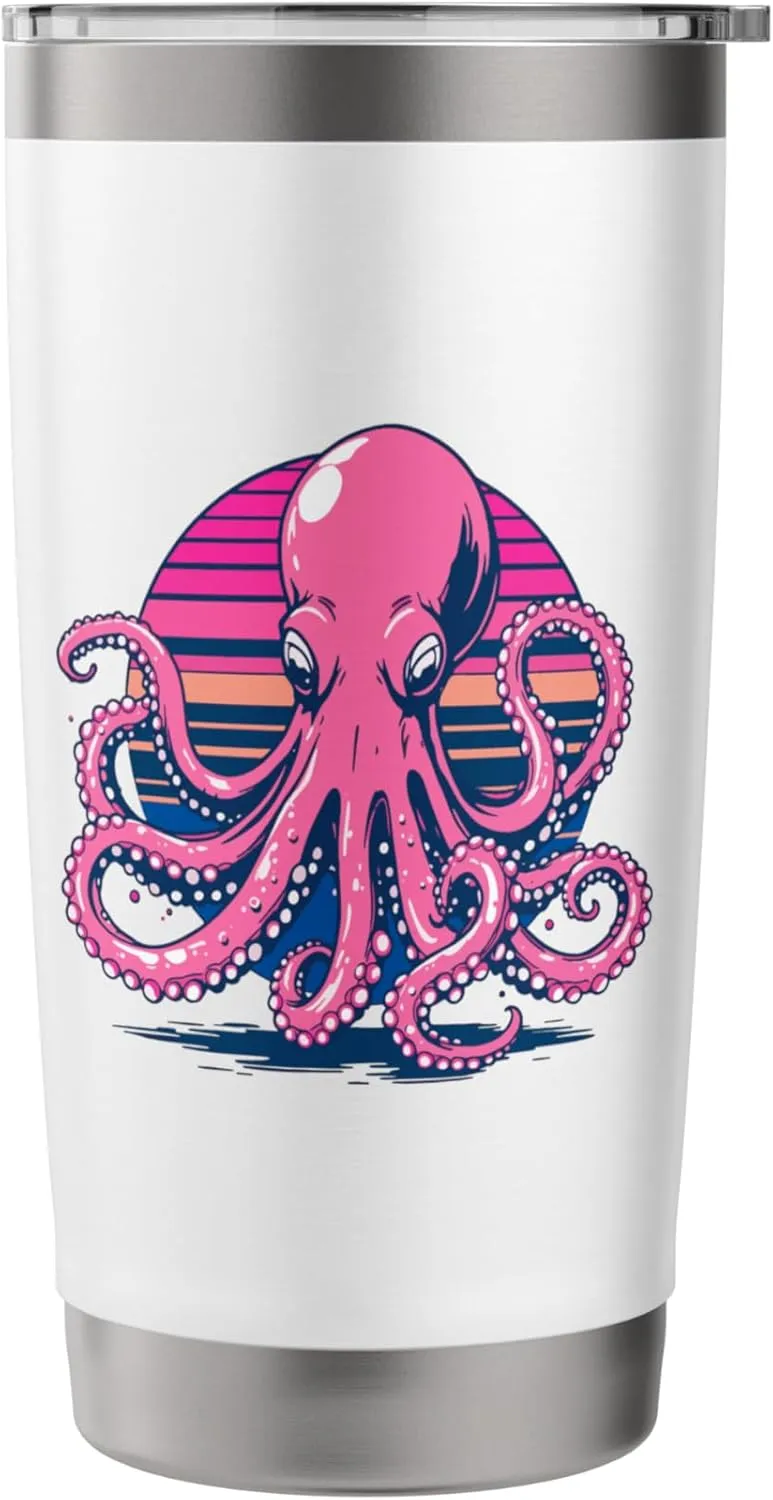 Retro Groovy Kraken for Octopus Fans Stainless Steel Insulated Tumbler