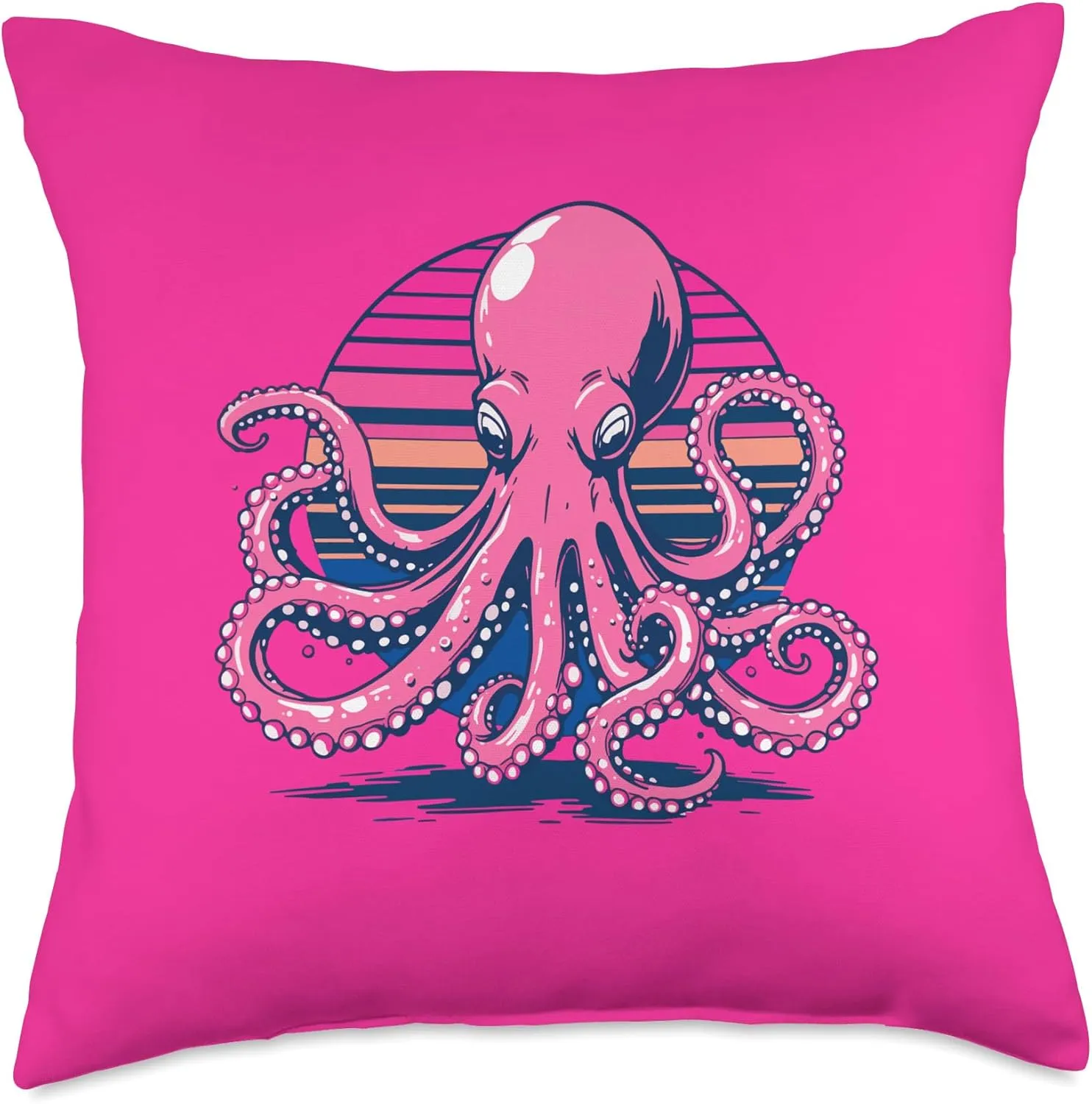 Retro Groovy Kraken for Octopus Fans Throw Pillow Octopus-shaped decorative fan