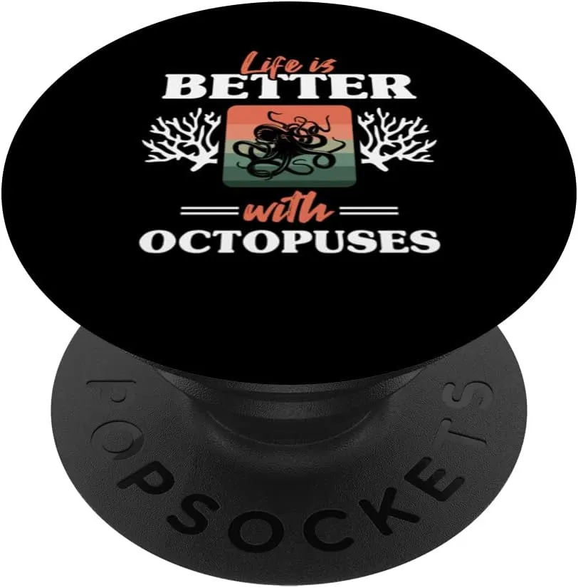 Retro Tentacles Octopus Fan Life Is Better With Octopuses PopSockets Swappable PopGrip Octopus-shaped decorative fan