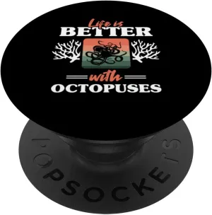 Retro Tentacles Octopus Fan Life Is Better With Octopuses PopSockets Swappable PopGrip Octopus-shaped decorative fan