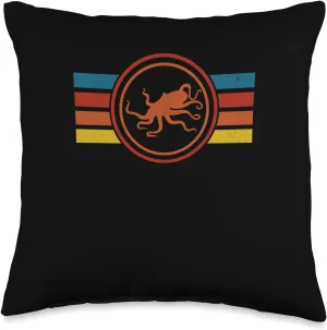 Retro Tentacles Vintage Sea Creatures Octopus Enthusiast Throw Pillow, 16x16, Multicolor Octopus-shaped decorative fan