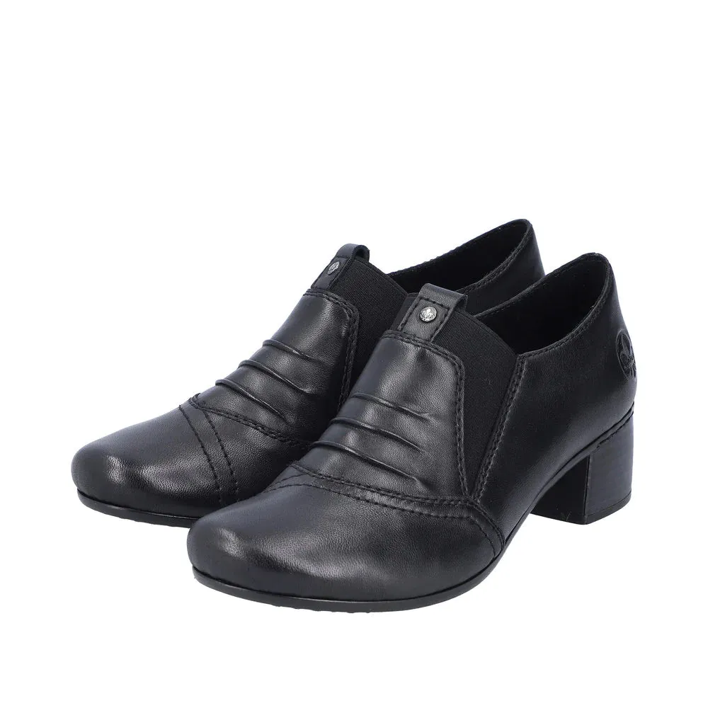 Rieker Shoes 41657-00 Black Slip On Heel