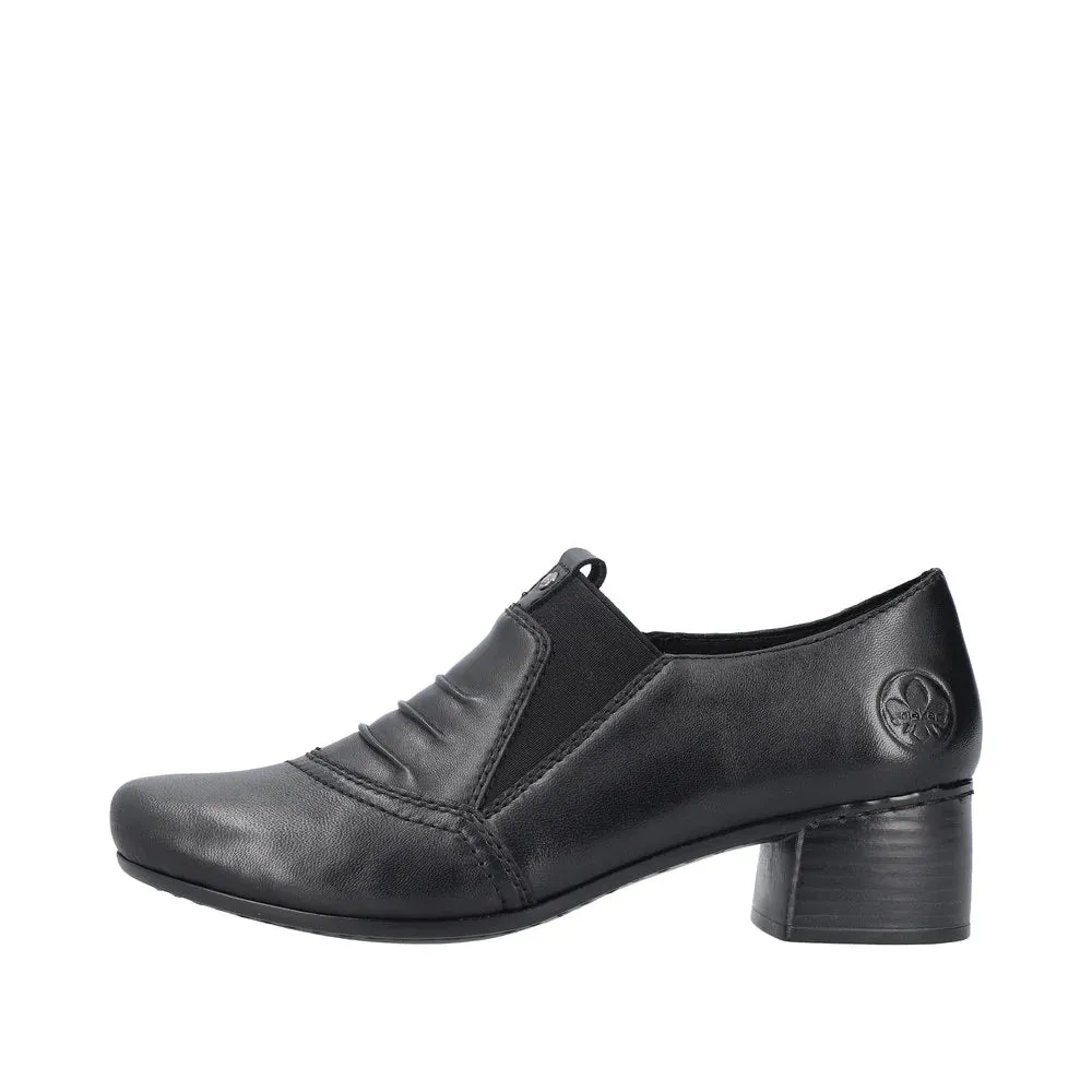 Rieker Shoes 41657-00 Black Slip On Heel