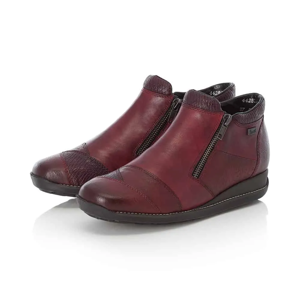 Rieker Shoes 44281-35 Black/Wine Zip RTex