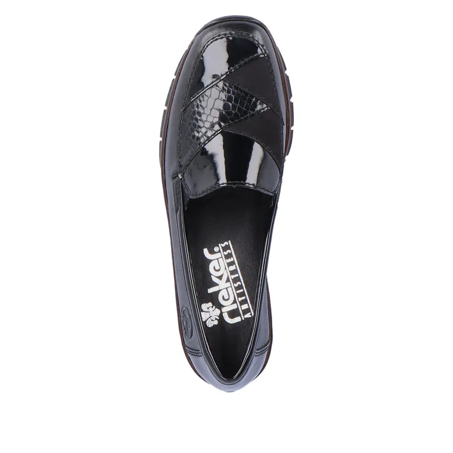 Rieker Shoes 53785-00 Patent Black Slip On