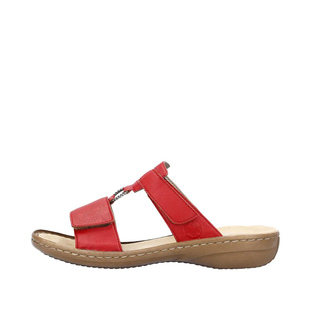 Rieker Shoes 60885-33 Velcro Slide Red