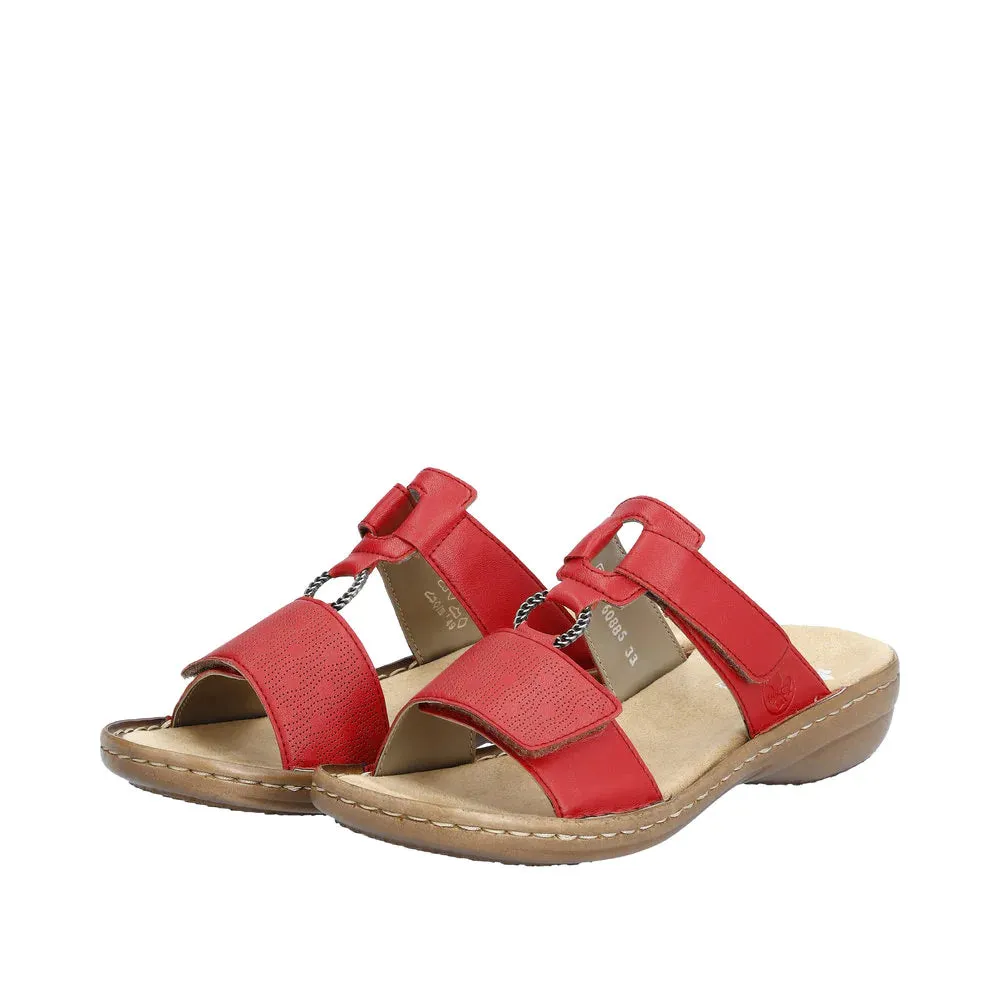 Rieker Shoes 60885-33 Velcro Slide Red