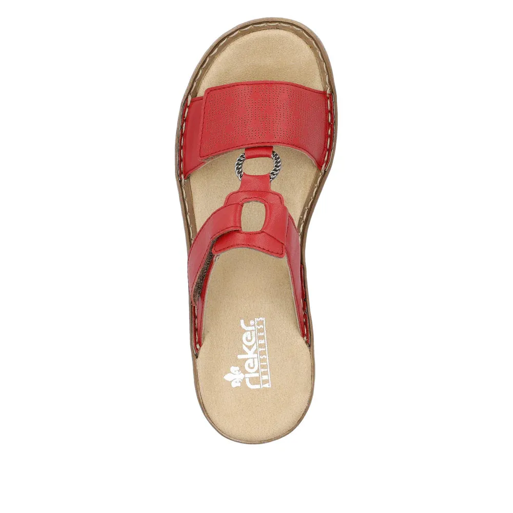 Rieker Shoes 60885-33 Velcro Slide Red