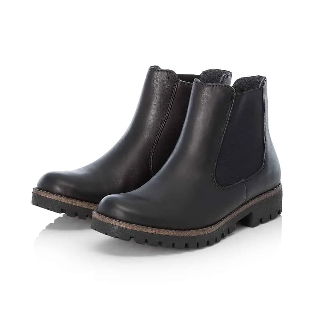 Rieker Shoes 78570-00 Black Chelsea Zip