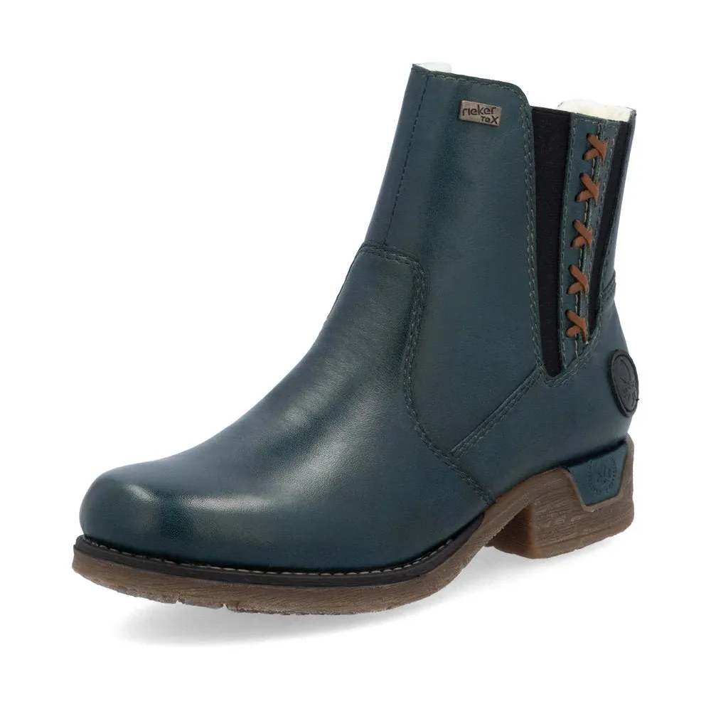 Rieker Shoes 79653-12 Petrol Ankle Zip RTex