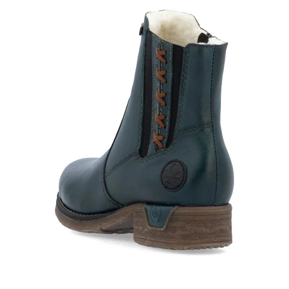 Rieker Shoes 79653-12 Petrol Ankle Zip RTex