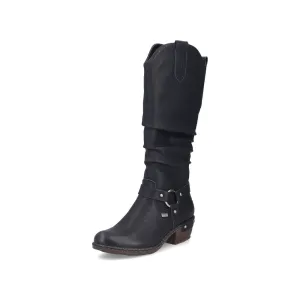 Rieker Shoes 93670-00 Black Tall Boot Lined RTex