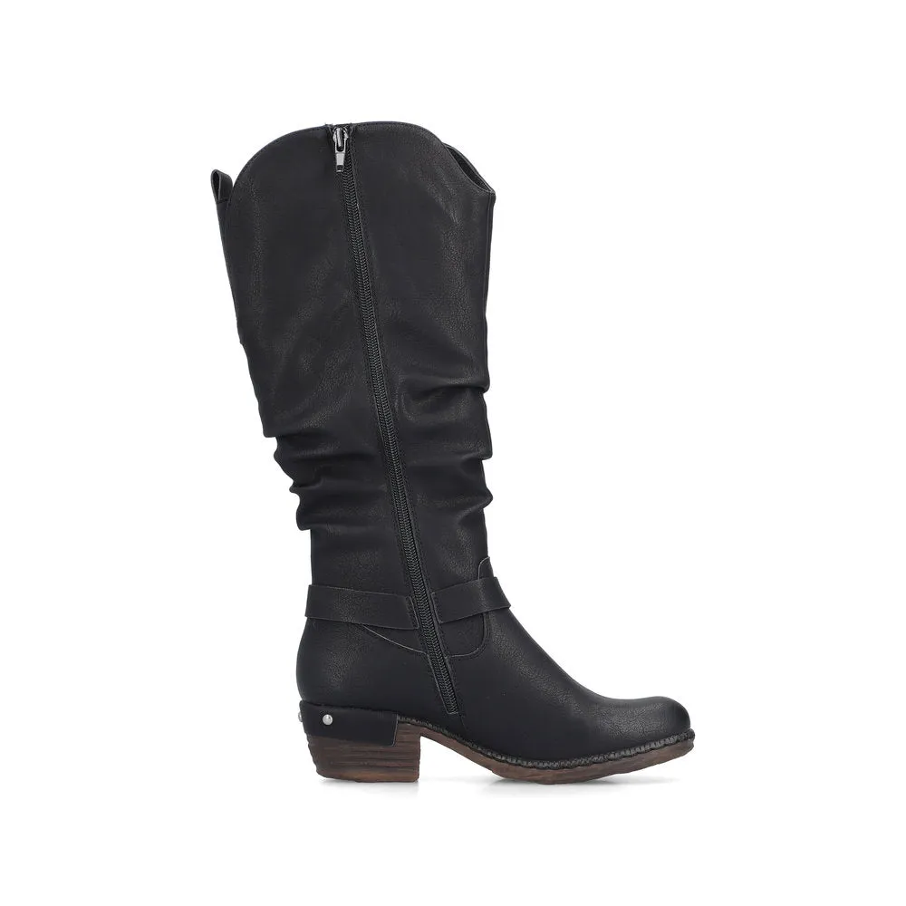 Rieker Shoes 93670-00 Black Tall Boot Lined RTex