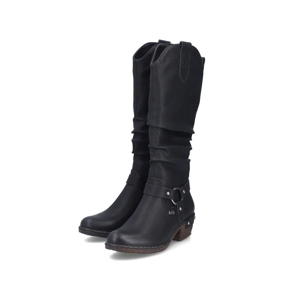 Rieker Shoes 93670-00 Black Tall Boot Lined RTex
