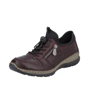 Rieker Shoes N32G0-35 Burgundy/Black Bungee