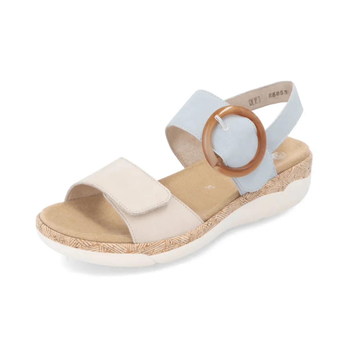 Rieker Women's R6853-12 Jocelyn Beige/Blue Leather Rieker Shoes
