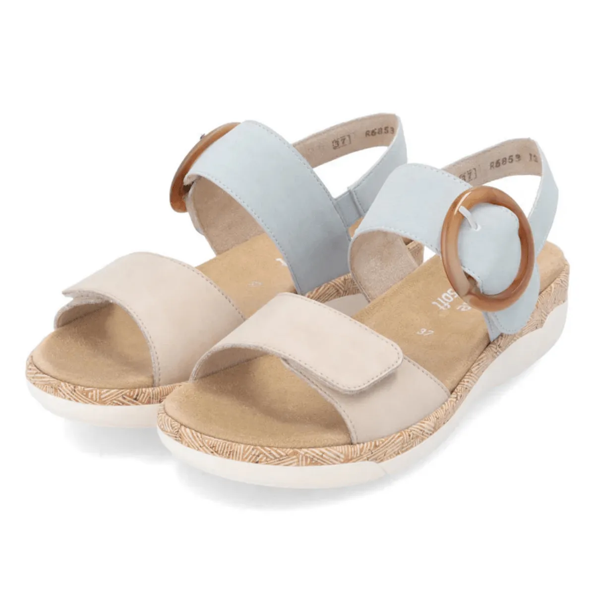 Rieker Women's R6853-12 Jocelyn Beige/Blue Leather Rieker Shoes