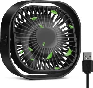 RJVW 4 Inch Small USB Desk Fan, 3-Speed Portable & 360Rotatable Mini Cooling Fan, USB-Powered Desktop Fan for Home Office Bedroom Dorm Indoor Outdoor Summer Gift USB desktop fan for workspace