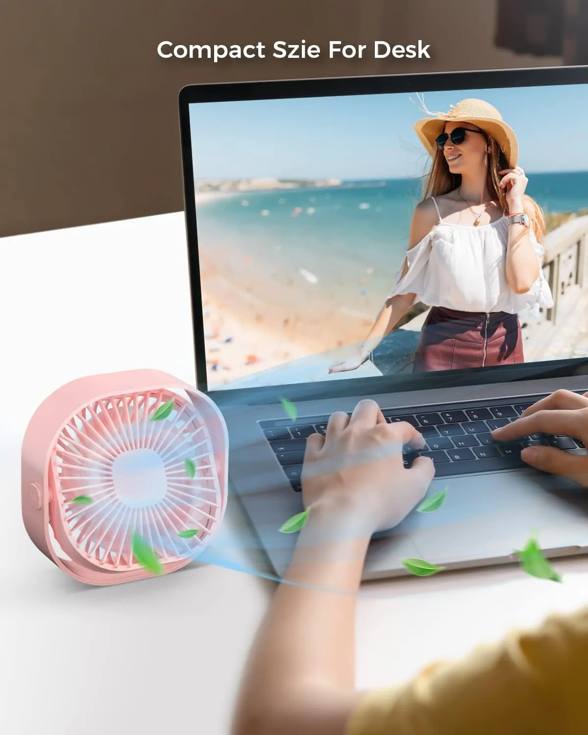 RJVW 4 Inch Small USB Desk Fan, 3-Speed Portable & 360Rotatable Mini Cooling Fan, USB-Powered Desktop Fan for Home Office Bedroom Dorm Indoor Outdoor Summer Gift