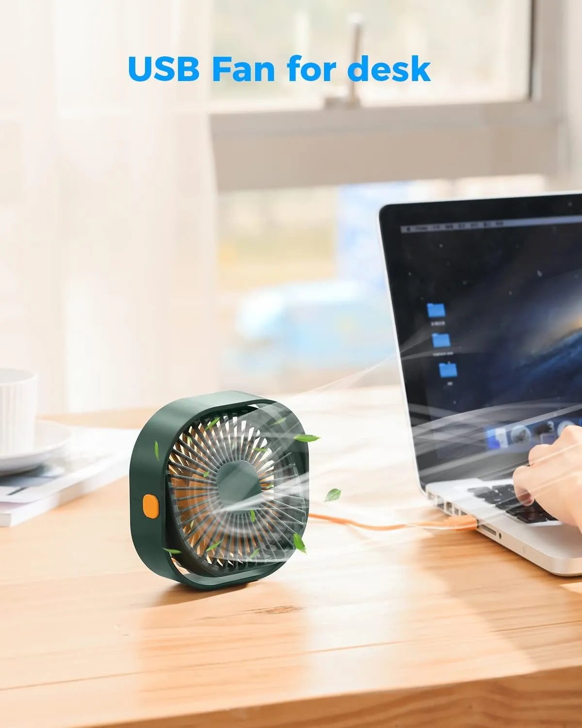 RJVW 4 Inch Small USB Desk Fan, 3-Speed Portable & 360Rotatable Mini Cooling Fan, USB-Powered Desktop Fan for Home Office Bedroom Dorm Indoor Outdoor Summer Gift