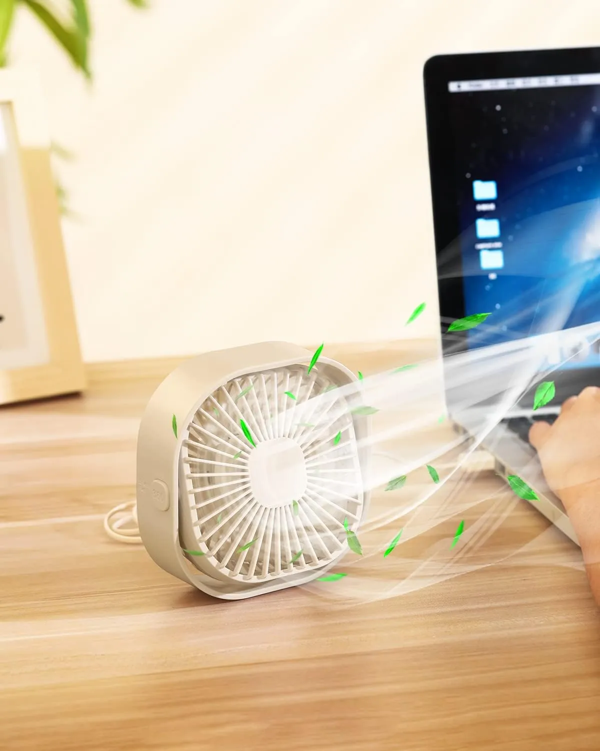 RJVW 4 Inch Small USB Desk Fan, 3-Speed Portable & 360Rotatable Mini Cooling Fan, USB-Powered Desktop Fan for Home Office Bedroom Dorm Indoor Outdoor Summer Gift
