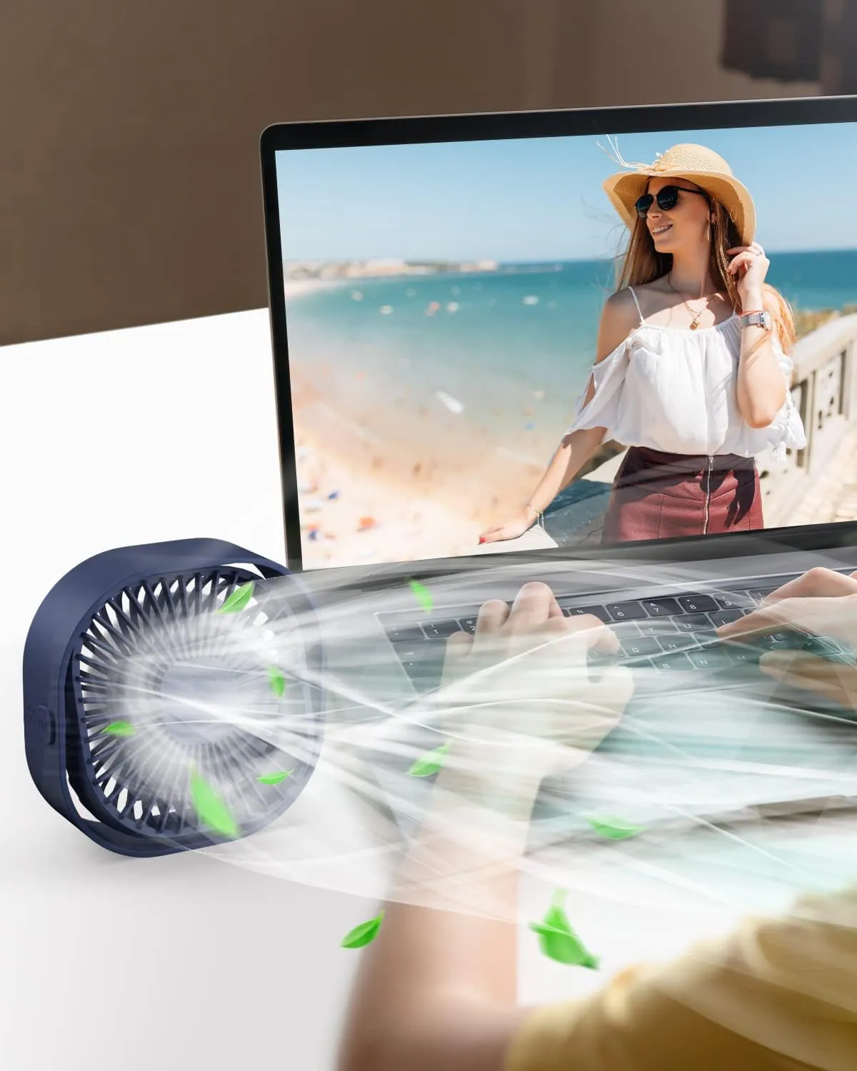 RJVW 4 Inch Small USB Desk Fan, 3-Speed Portable & 360Rotatable Mini Cooling Fan, USB-Powered Desktop Fan for Home Office Bedroom Dorm Indoor Outdoor Summer Gift