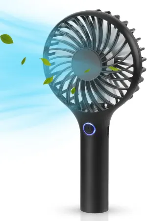 RJVW Handheld Fan, 3 Speeds Mini Portable Fan, Rechargeable Powerful Hand Fan, Battery Powered Small Personal Lash Fan for Travel Concert Beach Indoor Outdoor Summer Gift., Black Mini handheld fan for personal cooling