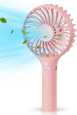 RJVW Portable Handheld Fan, 3 Speeds Mini Portable Rechargeable Powerful Hand Fan, Battery Powered Small Personal Lash Fan for Travel Concert Beach Indoor Outdoor Summer Gift. Mini handheld fan for personal cooling