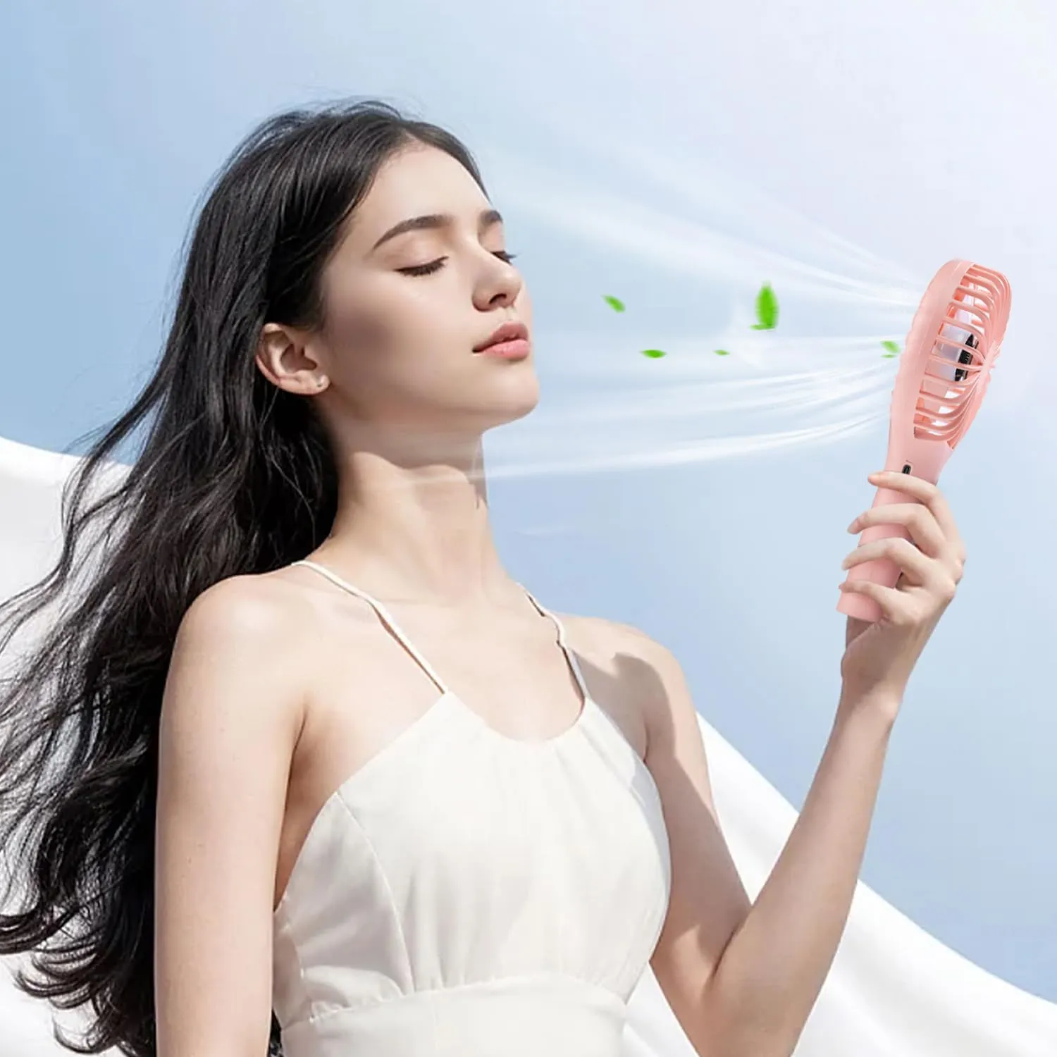 RJVW Portable Handheld Fan, 3 Speeds Mini Portable Rechargeable Powerful Hand Fan, Battery Powered Small Personal Lash Fan for Travel Concert Beach Indoor Outdoor Summer Gift.