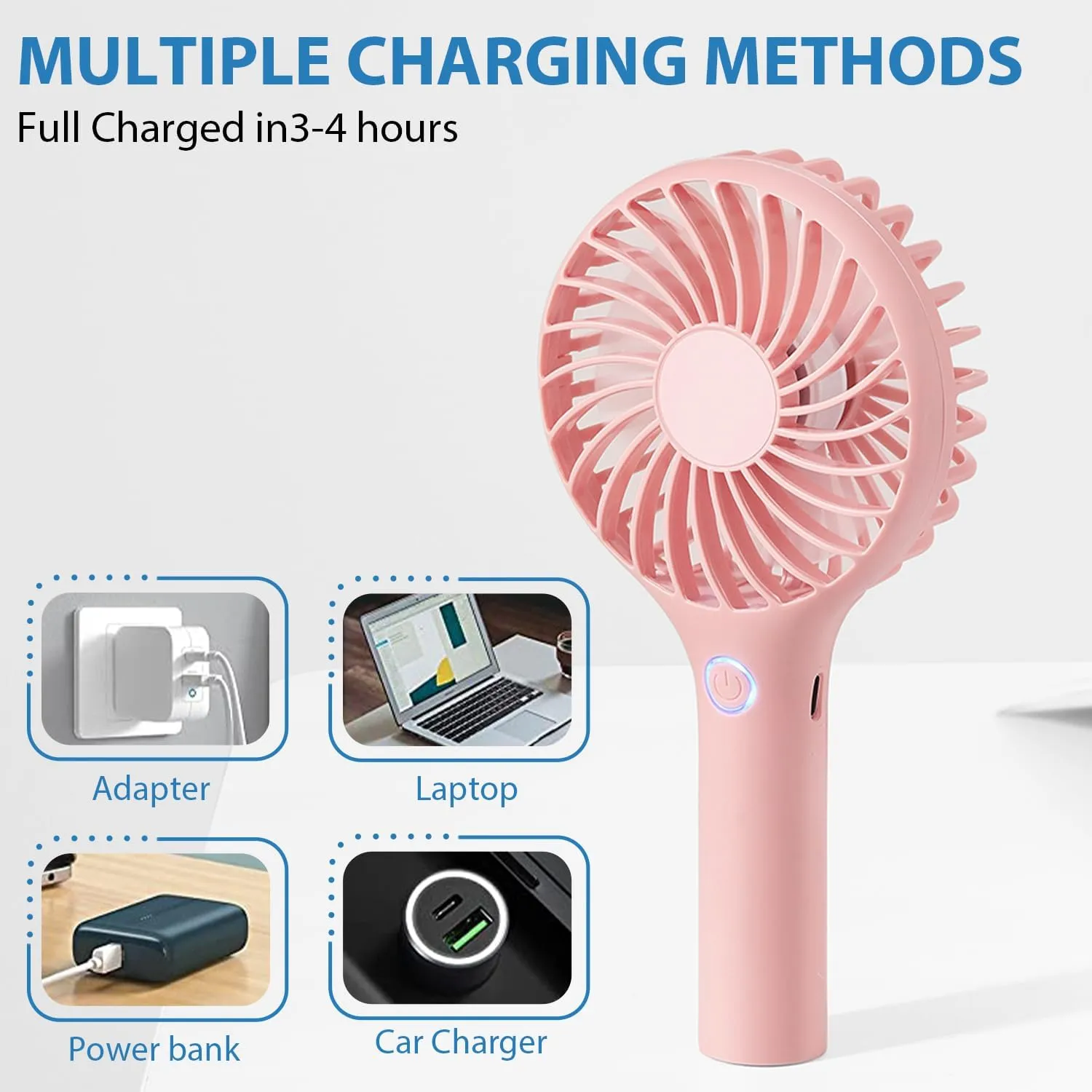 RJVW Portable Handheld Fan, 3 Speeds Mini Portable Rechargeable Powerful Hand Fan, Battery Powered Small Personal Lash Fan for Travel Concert Beach Indoor Outdoor Summer Gift.