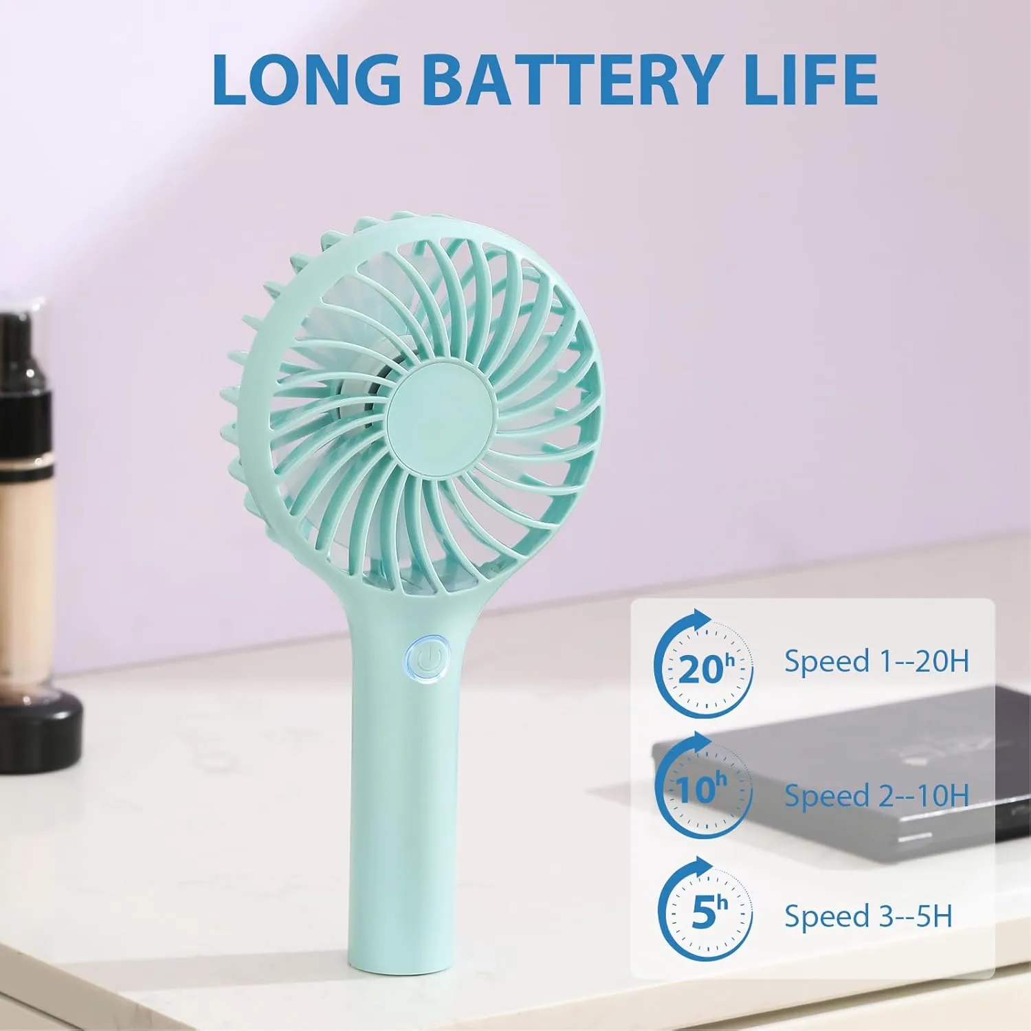 RJVW Portable Handheld Fan - 3 Speeds Mini Portable Rechargeable Powerful Hand Fan for Travel, Concert, Beach, Indoor, Outdoor, Summer Gift