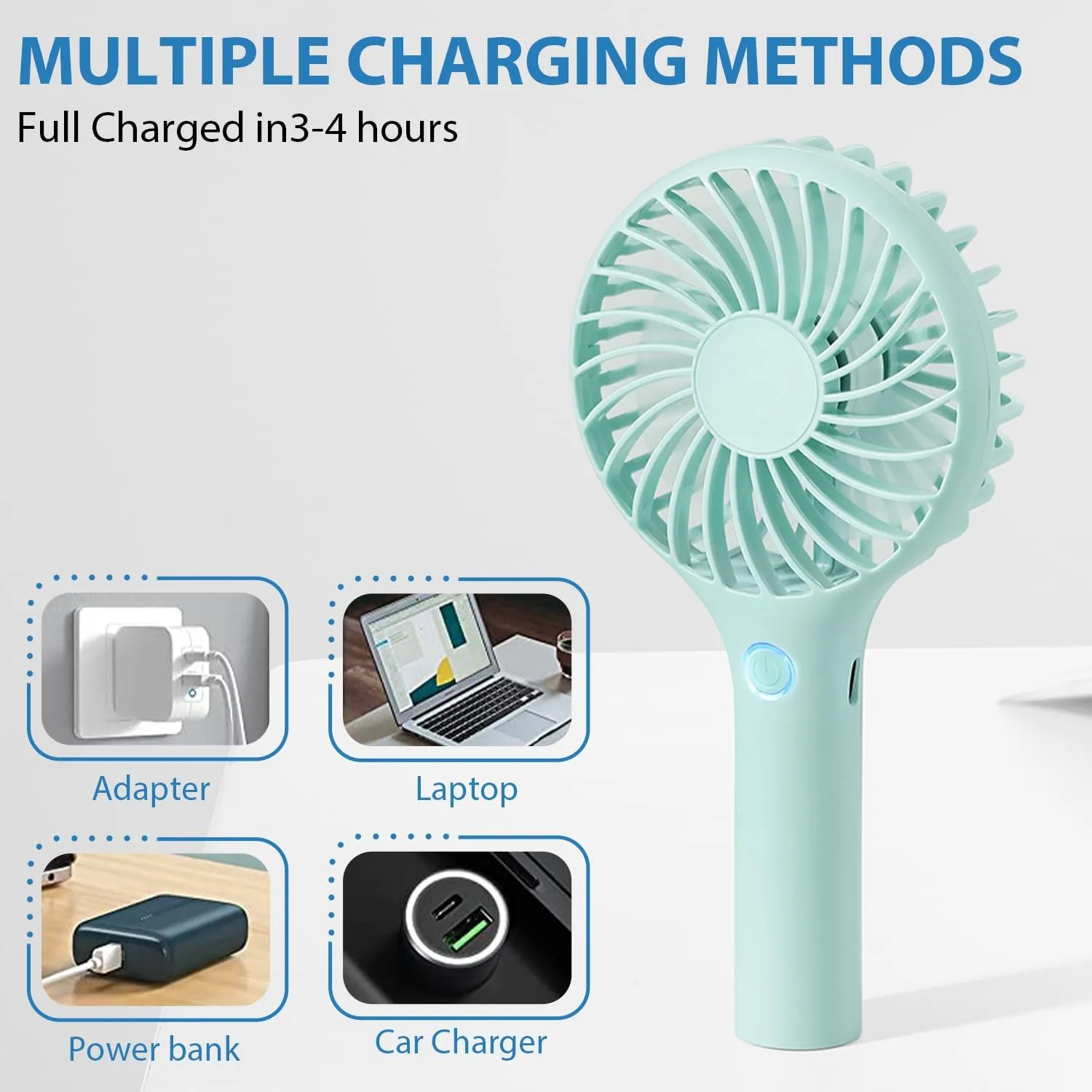RJVW Portable Handheld Fan - 3 Speeds Mini Portable Rechargeable Powerful Hand Fan for Travel, Concert, Beach, Indoor, Outdoor, Summer Gift