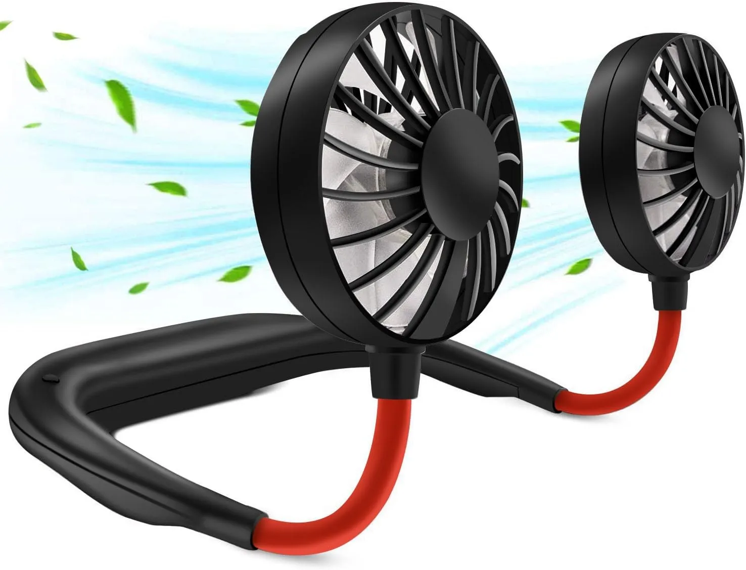 RJVW Portable Neck Fan, Hand Free Personal Hanging Neck Sports Fan USB Rechargeable (3 Speed Adjustable) Wearable Cooling Head Fan,360 Degree Free Rotation for Traveling, Sports, Office, Reading Neck fan for hands-free comfort