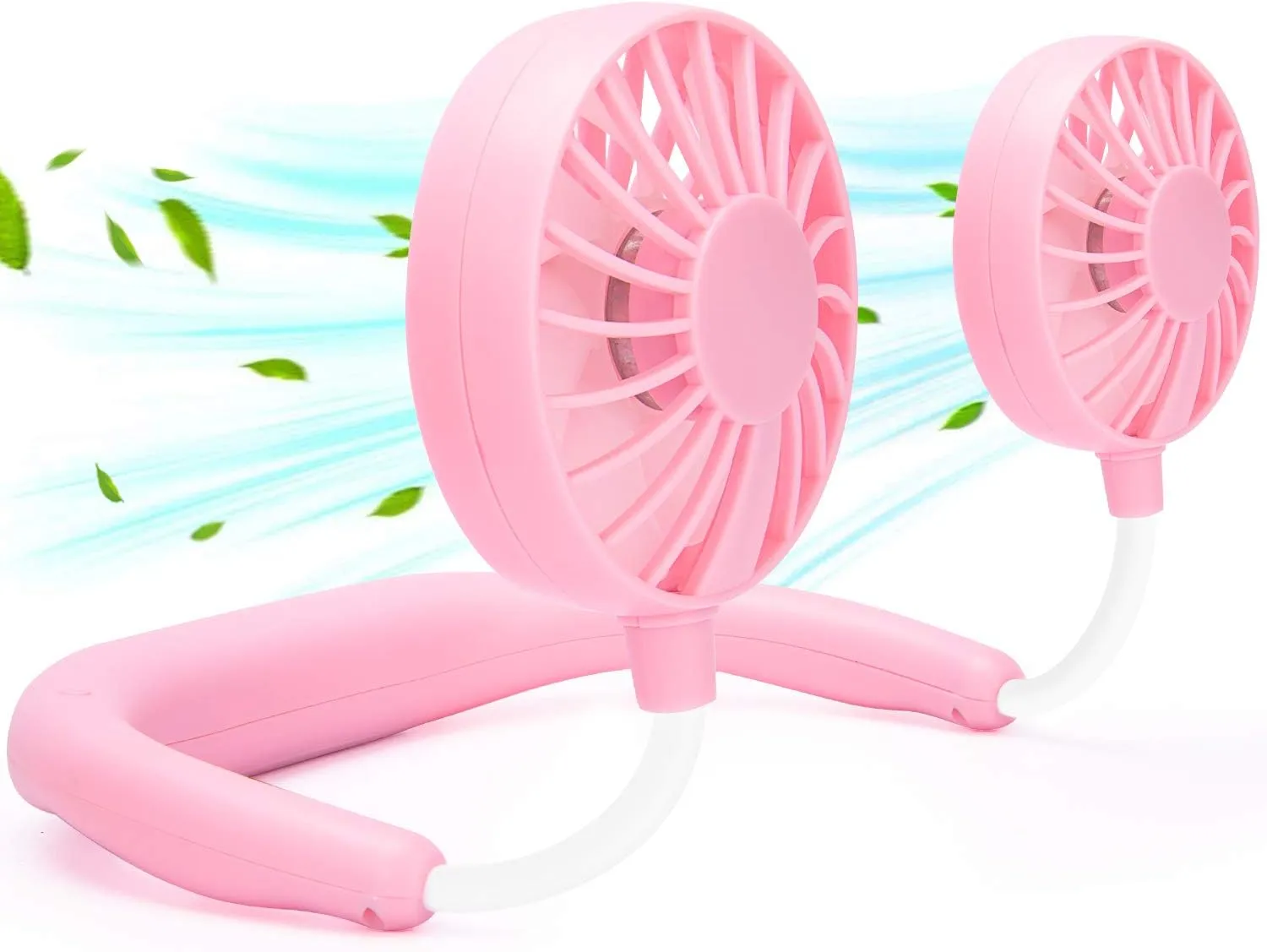RJVW Portable Neck Fan, Hand Free Personal Hanging Neck Sports Fan USB Rechargeable (3 Speed Adjustable) Wearable Cooling Head Fan,360 Degree Free Rotation for Traveling, Sports, Office, Reading Neck fan for hands-free comfort