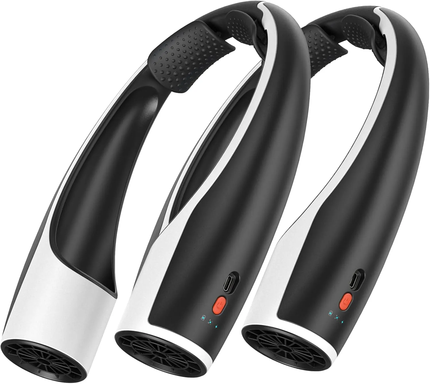 Rohent 2-Pack Hands-Free Neck Fan - 4000mAh USB-C Rechargeable with Turbo Cooling Ultra-Quiet 4 Speeds 360 Airflow for Travel Outdoors (Black) Neck fan for hands-free comfort