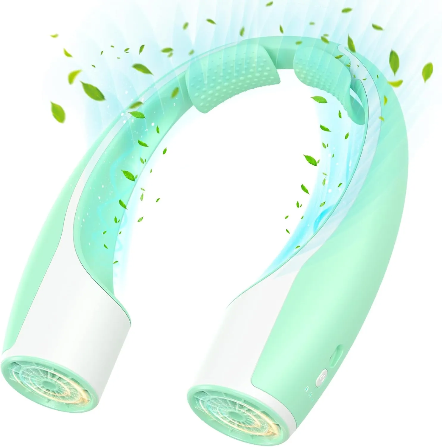 Rohent Neck Fan Portable for Personal: High Power Faster Cooling Neck Fans 4 Speeds Wind - Ultra Quiet Wearable Neck Fan for Travelers Hikers Campers Gardeners - Green Neck fan for hands-free comfort