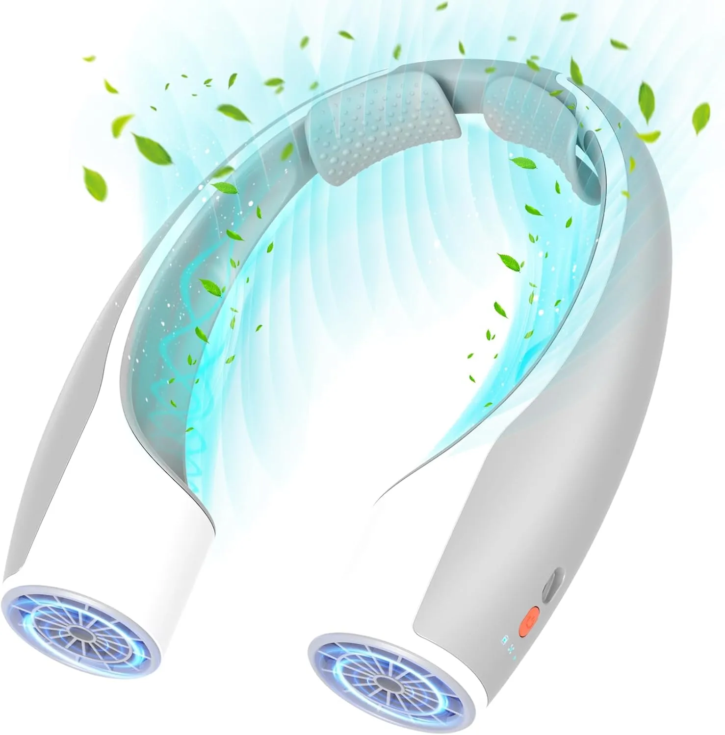 Rohent Portable Neck Fan Personal: High Velocity 4 Speeds Rechargeable Fan Cooling Airflow - Long Battery Life Lightweight Wearable Fan for Women Men - Grey Neck fan for hands-free comfort
